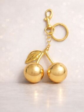 NWOT Gold Color Cherry Keychain Charm
